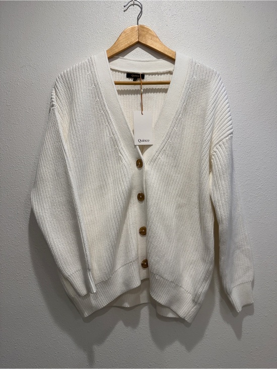 Quince Sweaters - Quince Women's Ivory Button-Front V-Neck Knit Boyfriend Cardigan New With Tags S